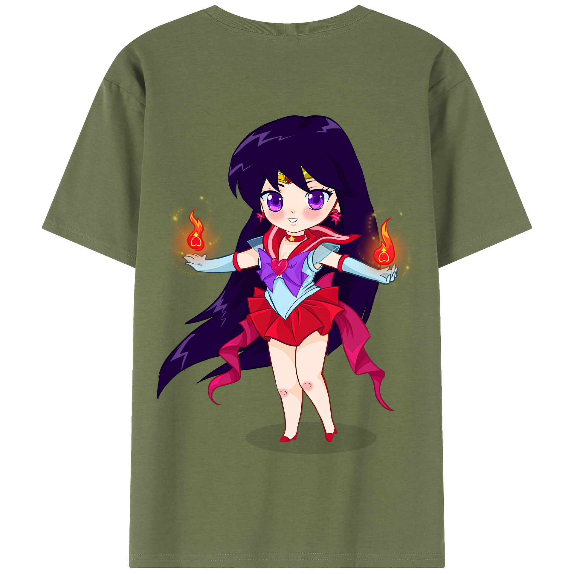 （画像用） 美少女戦士セーラームーン 火野レイ ひの レイ Sailor Moon Hino Rei （セーラーマーズ,Sailor Mars） 綿100％半袖Tシャツ（背面プリント）